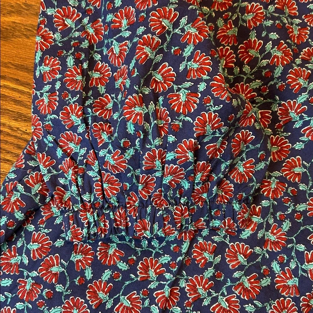 J. Crew Smocked-Neck Print Top